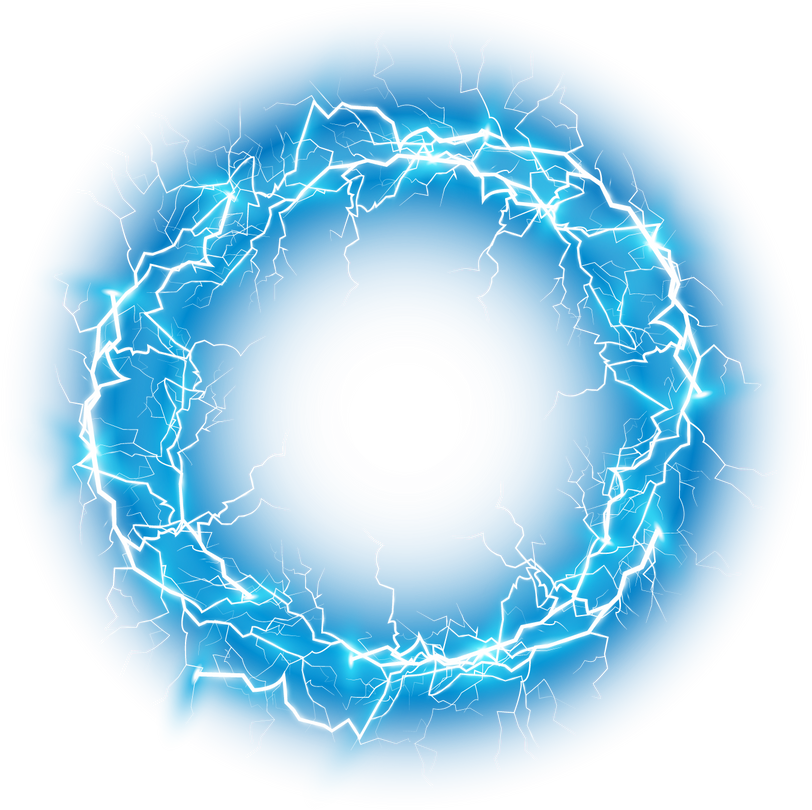 Ball blue and blue lightning on a transparent background.